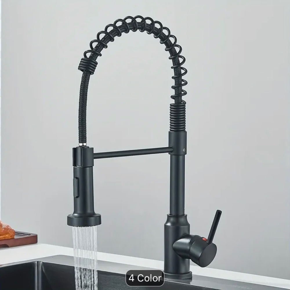 Matte Black Commercial-Style Kitchen Faucet with Pull-Down Spray - Matte Black